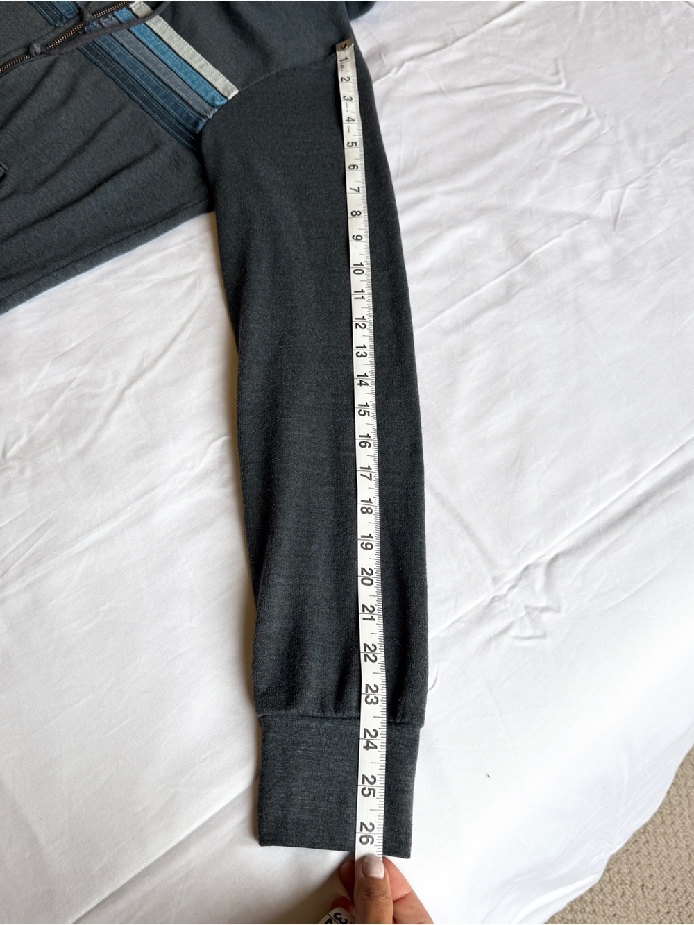 AVIATOR NATION 5 Stripe Zip-Up Hoodie Charcoal SIZE S - Picture 8 of 9
